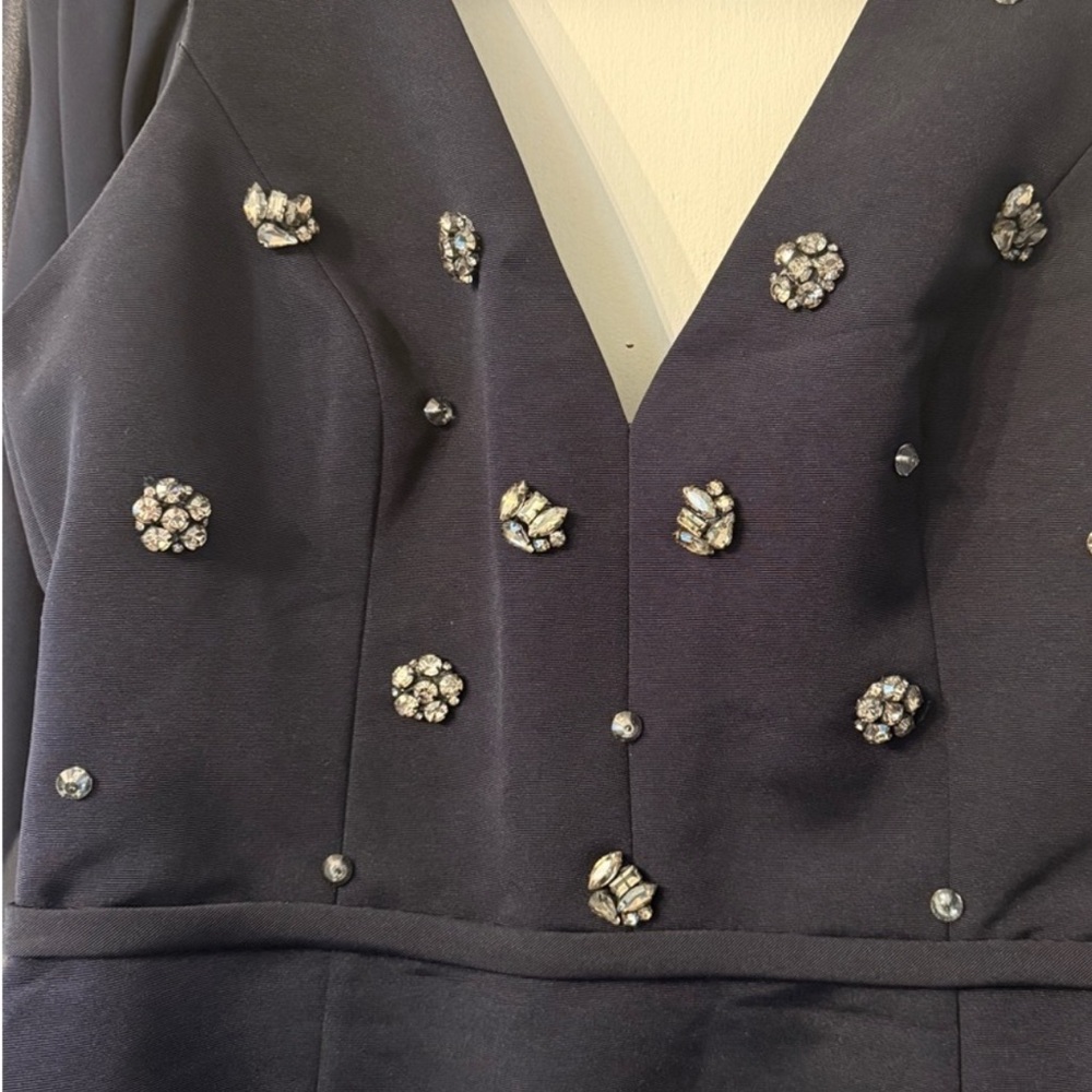Amsale Navy Embellished Maxi Dress - Picture 8 of 12